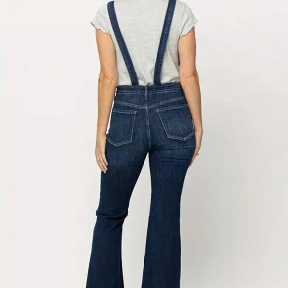 Button Up Adjustable Strap Overalls Deep Blue LAST CHANCE - Picture 4 of 9